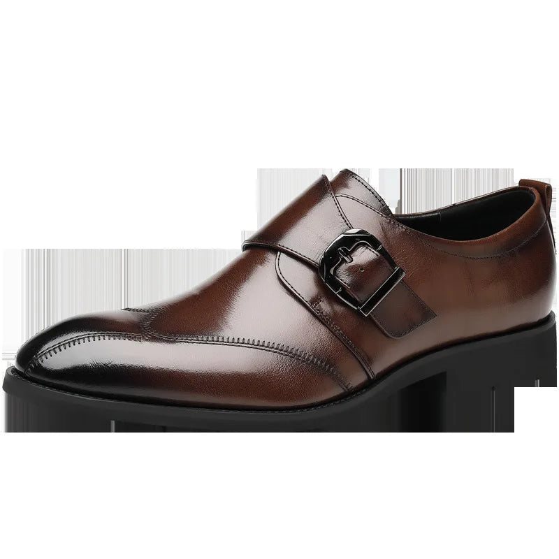 Zapatos de vestir de negocios para hombre con cierre, zapatos de cuero formales para hombre, calzado Oxford, mocasines Oxford de cuero de alta calidad para hombre