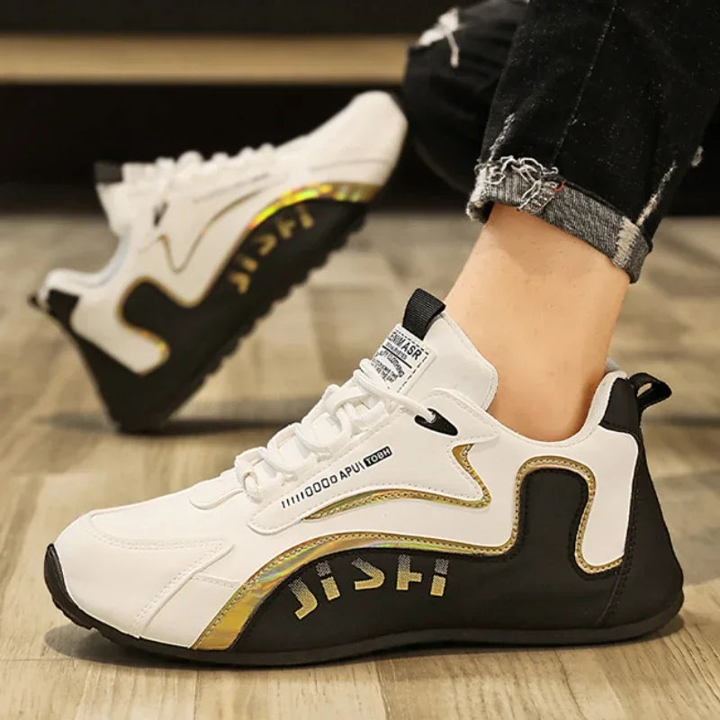 Zapatillas de Moda para Hombre de Cuero Casual Deportivas para Hombres Ligeras Antideslizantes Tenis Calzado Exterior Transpirable Zapatillas de Correr para Hombres