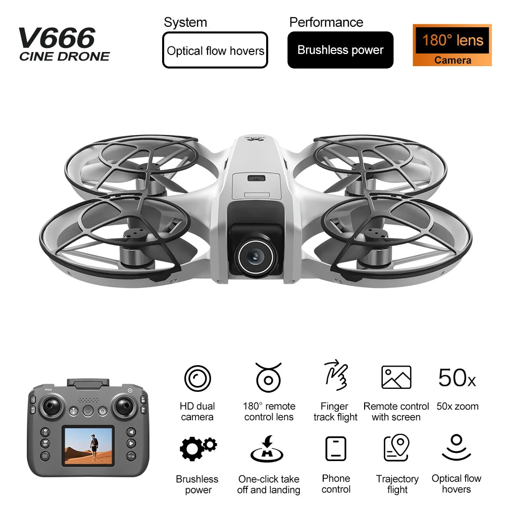 Xiaomi New V666 Mini Drone 4K Professional Aerial 8k Dual Camera Intelligent obstacle avoidance Brushless Quadcopter Kid RC Toy