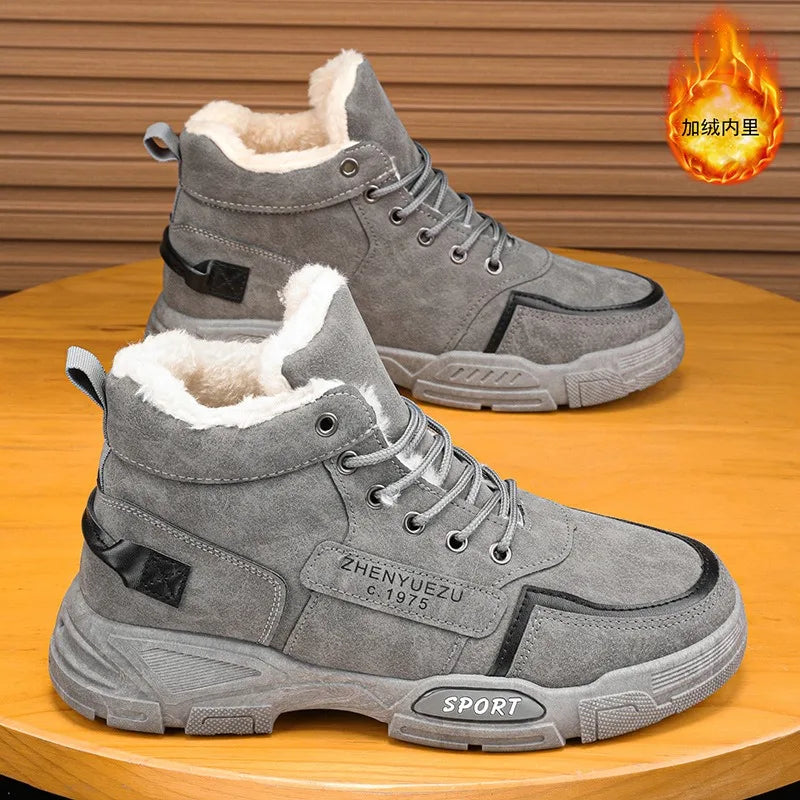 Men's Winter Boots Outdoor Plush Warm Snow Boots Winter New High-top Cotton Shoes Non-slip Platform Boots for Men Ankle Booties