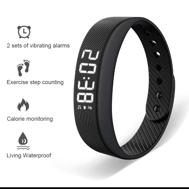 Reloj inteligente Pulsera deportiva Pulsera inteligente con despertador vibrador Pulsera podómetro para estudiantes hombres y mujeres