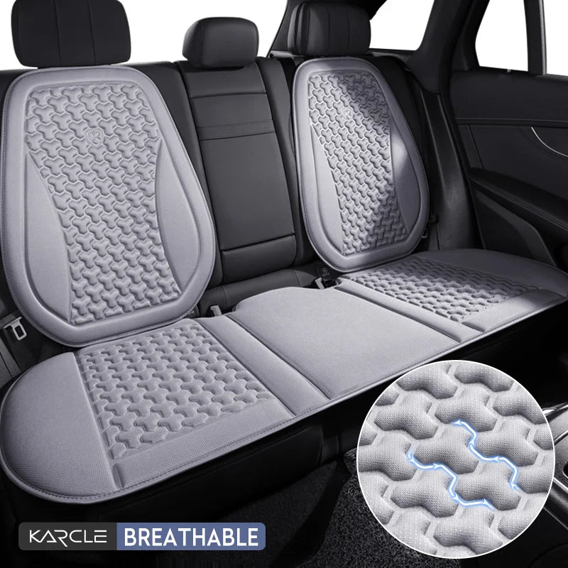 Funda de asiento de coche de verano 3D transpirable de seda helada, cojín de asiento de coche con diseño convexo, almohadillas protectoras de asiento de coche universales, alfombrilla de silla de coche