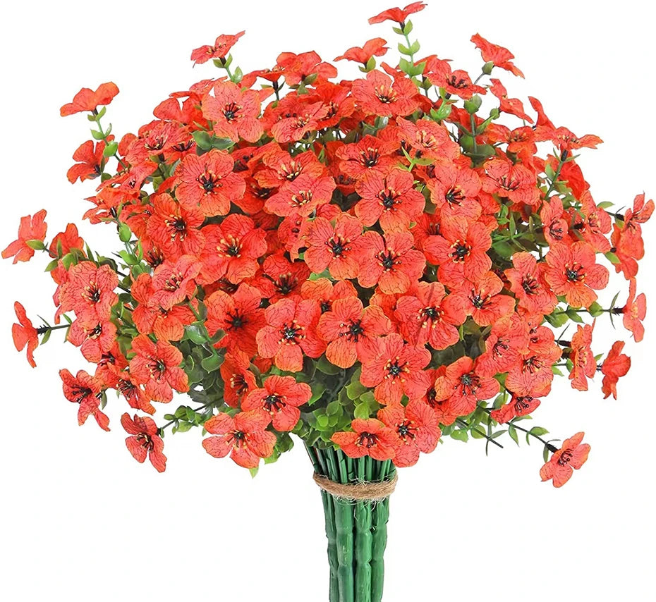 Flores artificiales para exterior, resistentes a los rayos UV, plantas sintéticas para jardín, bodas, hogar, cocina, decoración de granja, plantas artificiales