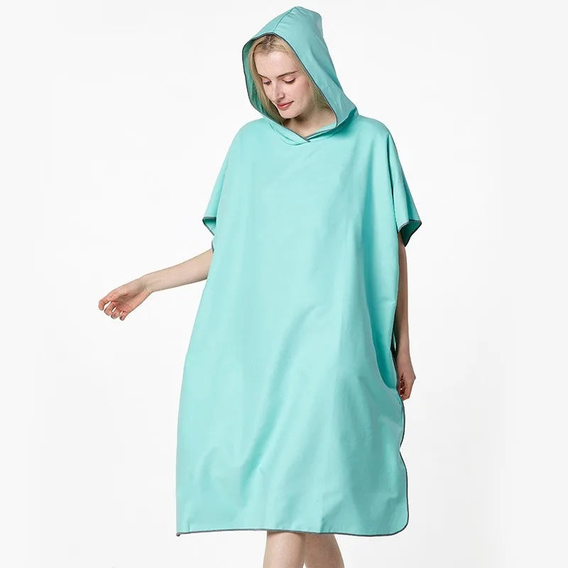 Quick-drying Changing Robe Quick Dry Bathrobe Hooded Absorbent Bath Towel Swimming & Fitness Super Absorbent Bathrobe