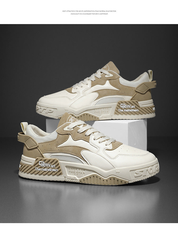 Zapatillas de hombre de otoño Novedad, calzado de plataforma cómodo para hombre, tendencia 2023, zapatillas vulcanizadas con cordones, zapatillas casuales blancas