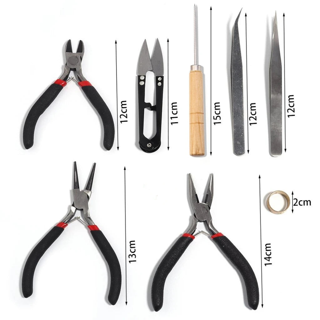 1 kit de suministros para hacer joyas con alicates para joyería, abridor de anillas, punzón, tijeras de hilo, manos de ayuda para reparación de joyas.