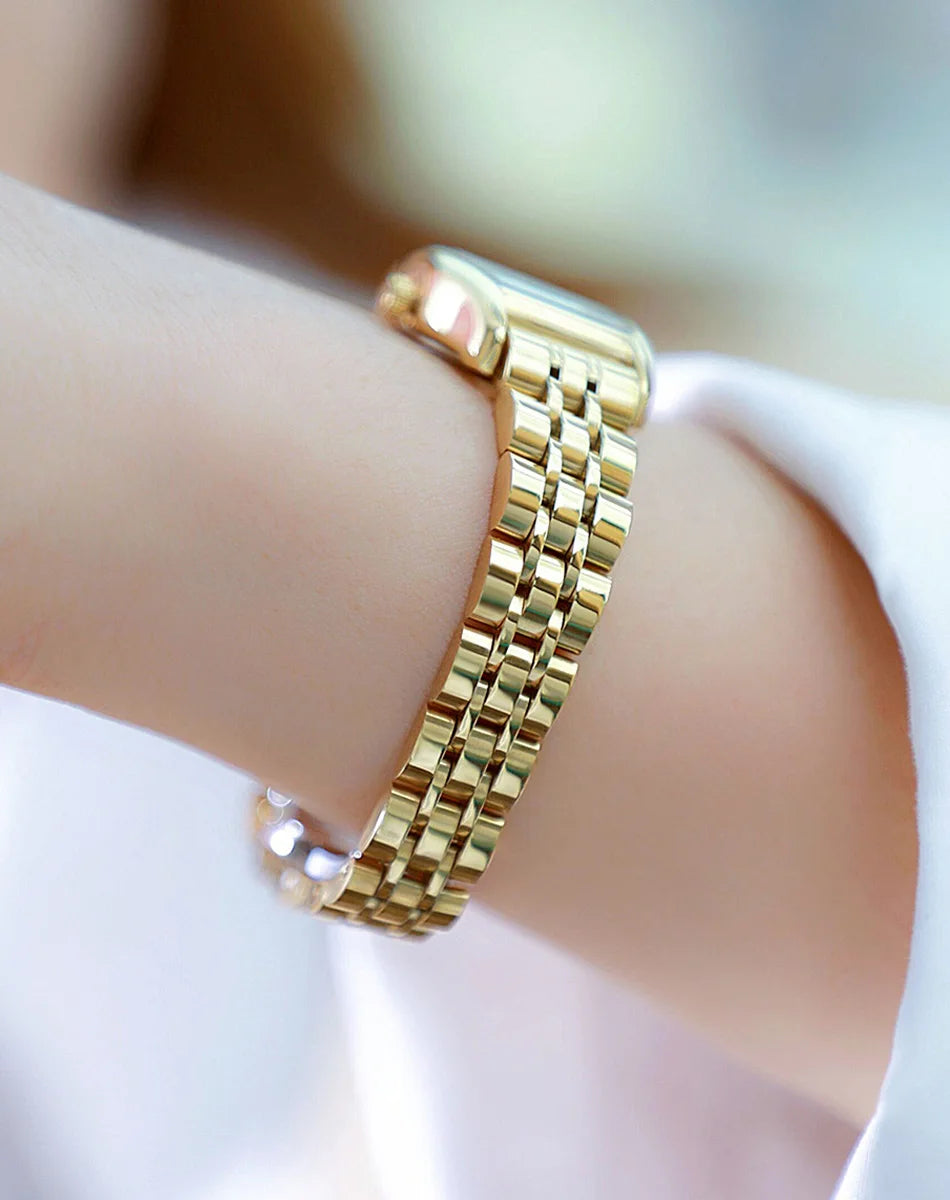 Relojes para mujer, elegante, vintage, rectangular, para dama con correa pequeña de cuero marrón, a la moda, dorado, de cuarzo, reloj de pulsera para mujer 2025