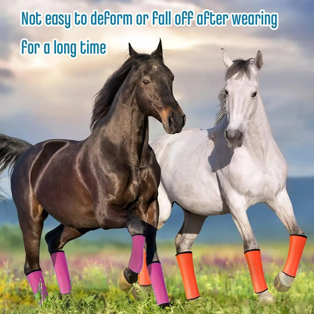 4 Pcs Horse Fly Boots Breathable Mesh Horse Leggings Equine Supplies for Reducing Stomping Hoof Damage Leg Fatigue