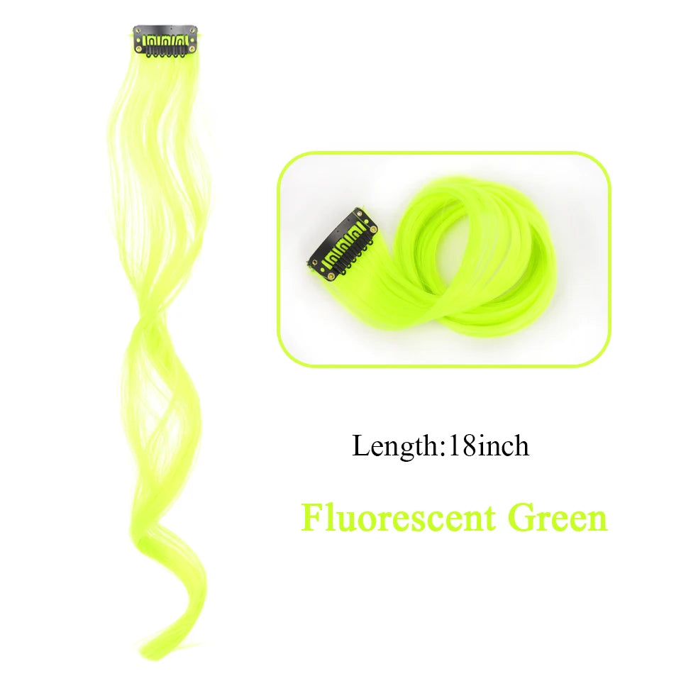 Extensions de cheveux synthétiques longues et bouclées pour femmes, résistantes à la chaleur, à clipser, couleur or, gris, violet, rose, rouge