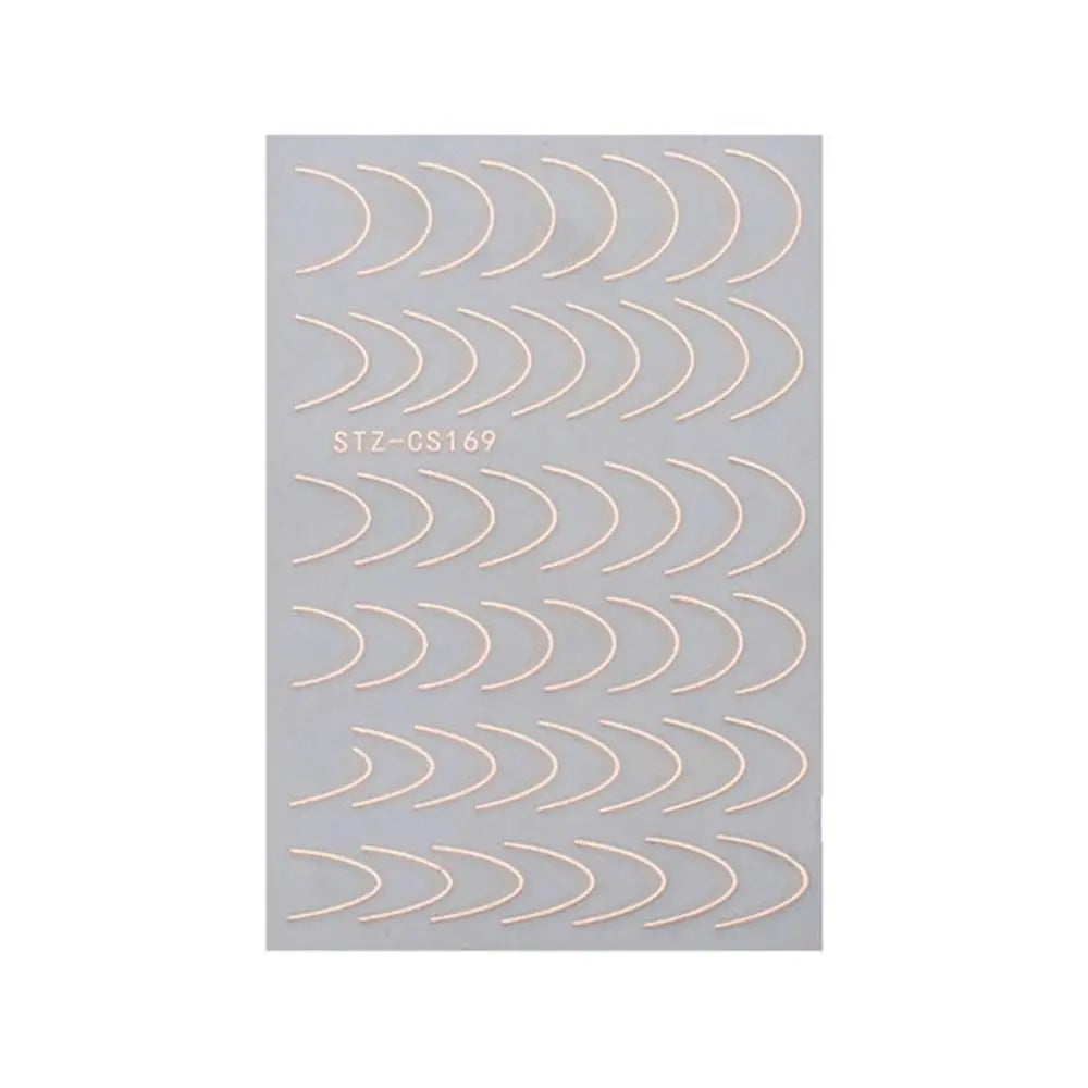 Folier Fransk Stil Neglekunst Sliders Geometrisk Mønster Striper Negleklistremerker Manikyr 3D Linjer Neglekunstdekorasjon