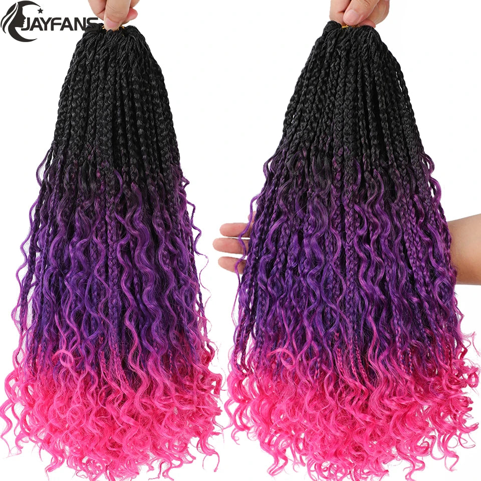 Goddess Box Braids Bob – Bohemian Style with Vibrant Ombre Colors