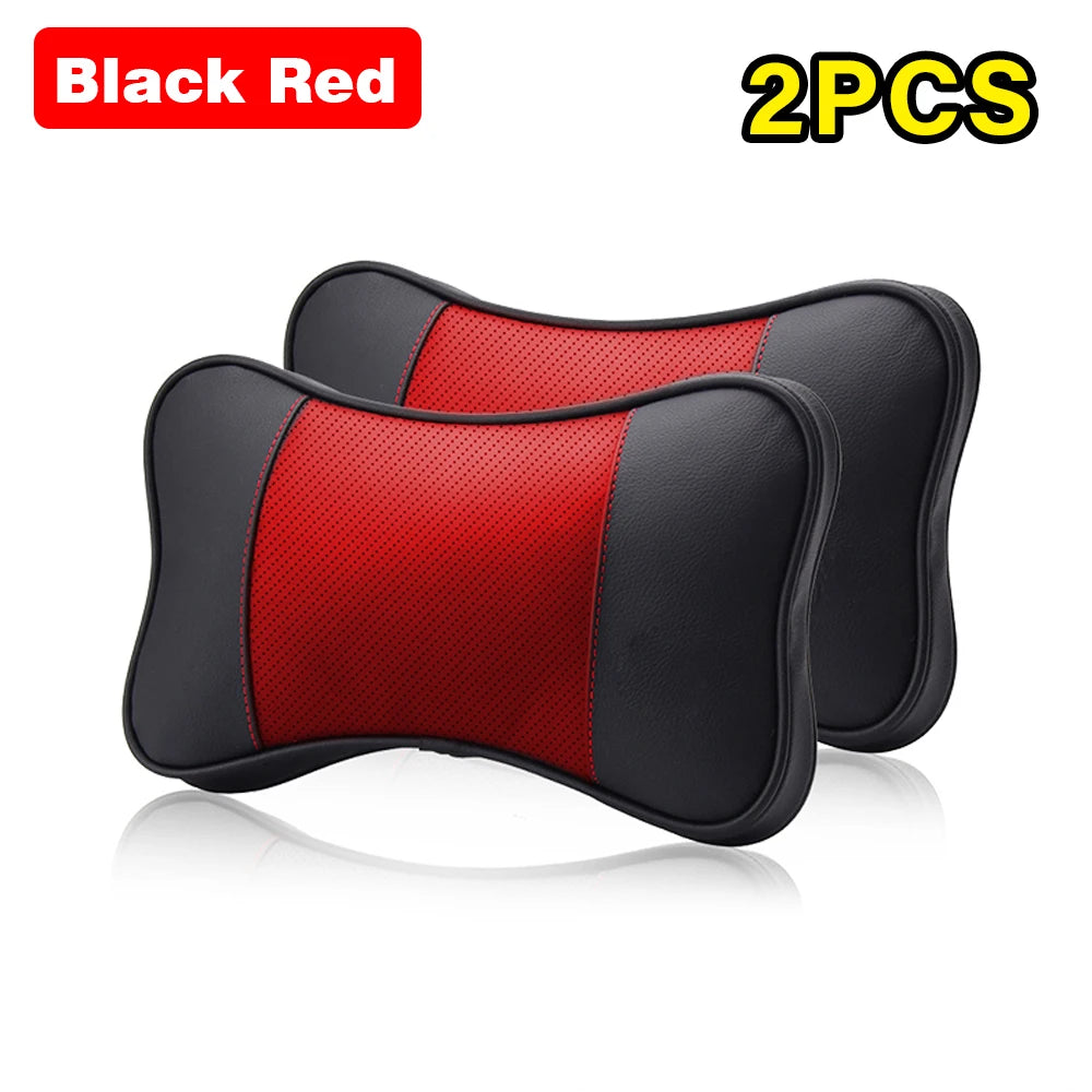 2 almohadas de cuello de coche de piel de vacuno de alta calidad, almohada reposacabezas, soporte de cuello, asiento universal de coche, suave y transpirable, decoración interior