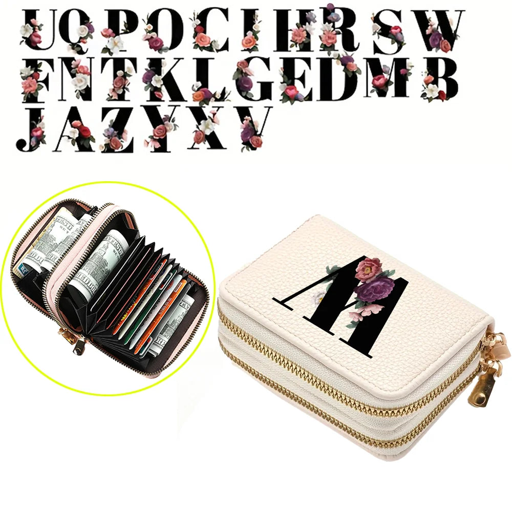 Floral & Letter Print Short Wallet