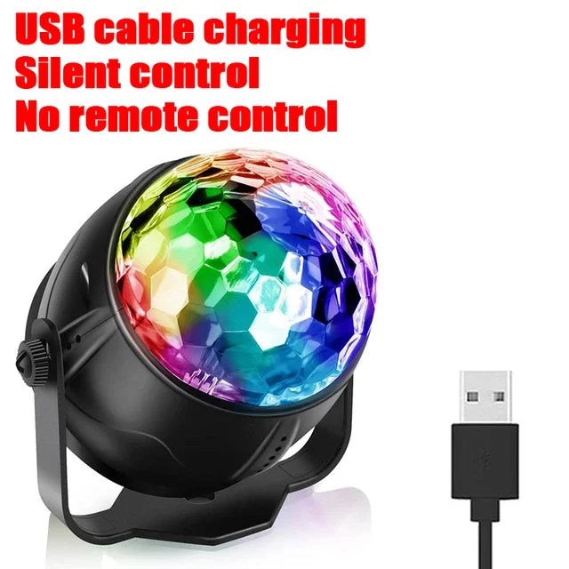 Luz LED de escenario para discoteca, bola giratoria, estroboscópica, control de sonido remoto, mágica, para coche, RGB, regalo de Navidad, fiesta, club, lámpara de espectáculo láser