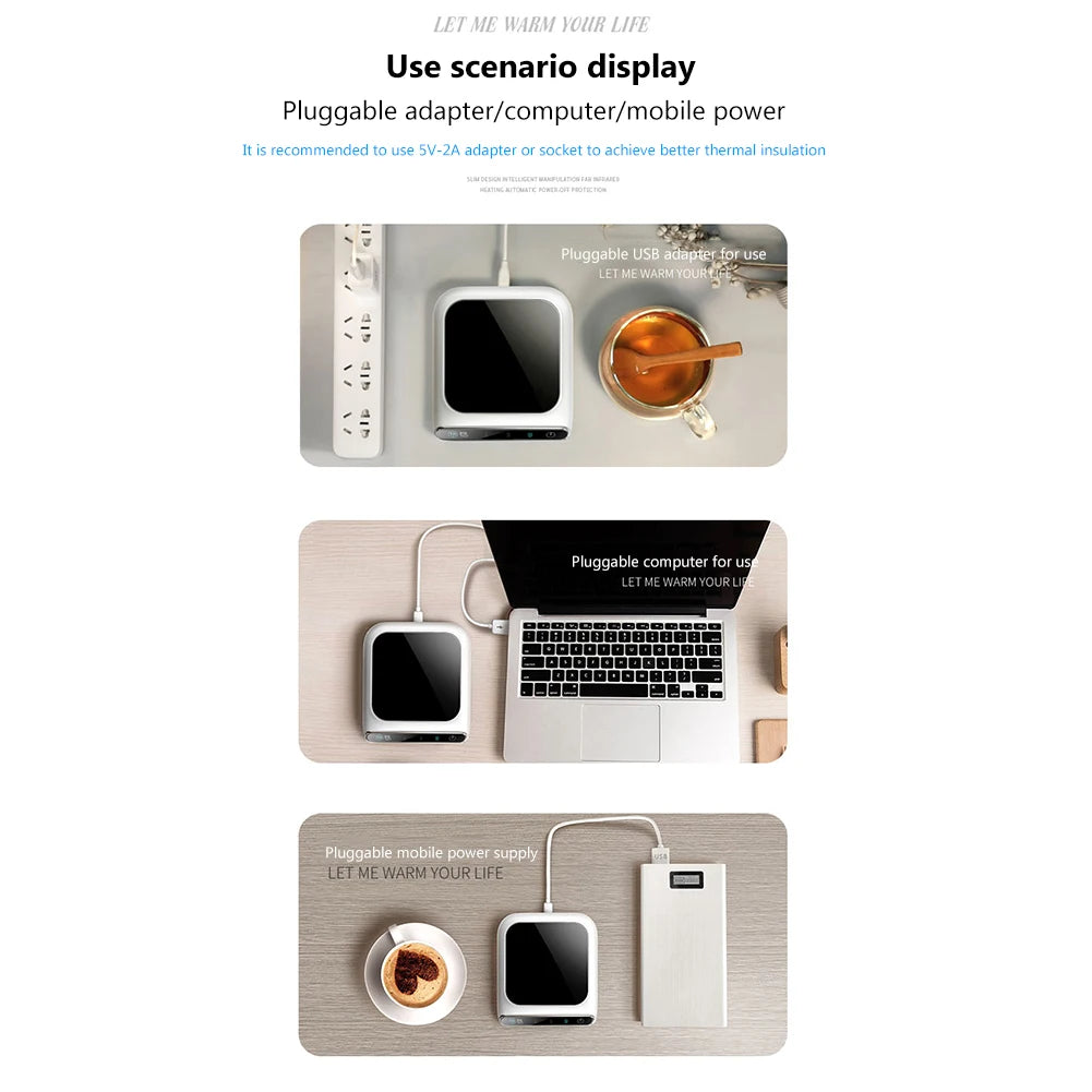 Coffee Cup Wamer Electric Mug Heater Constant Temperature 3 Gear Settings Keep Milk Tea Warm USB Heating Coaster for Home Office