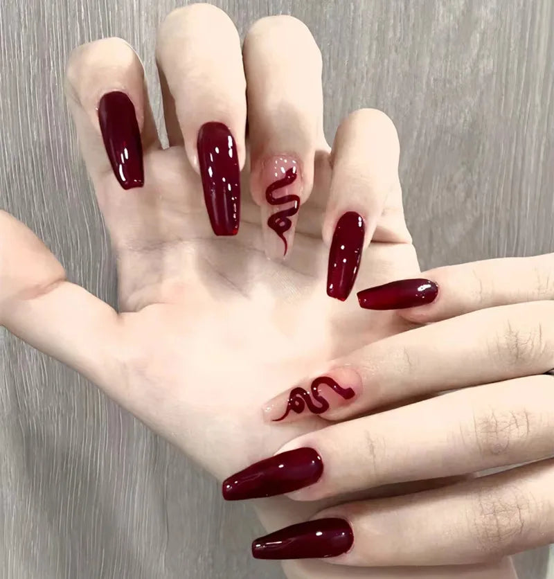 24 stk. Gradient Falske Negler Fransk Ballerina Negler Vanntett Falske Medium Kiste Falske Negler Fingernegler Press-on Negler Tips