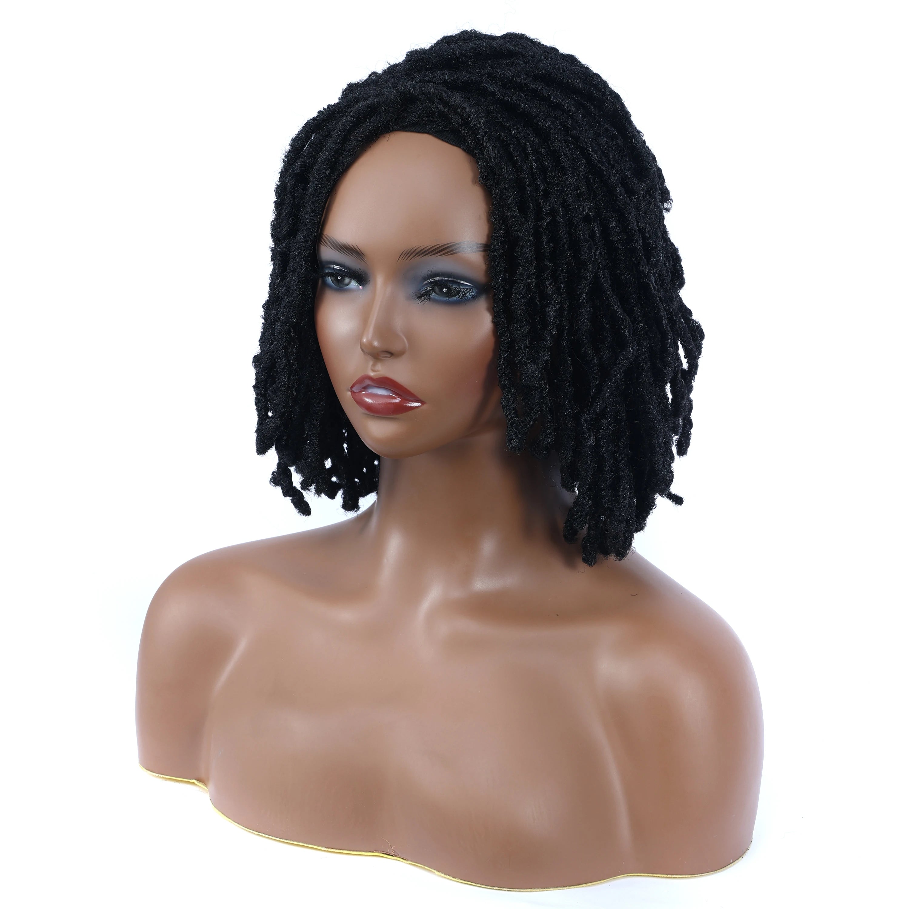 10Inches Braided Wigs Afro Bob Wig Synthetic DreadLock Wigs For Black Woman Short Curly Ends Cosplay Yun Rong Hair
