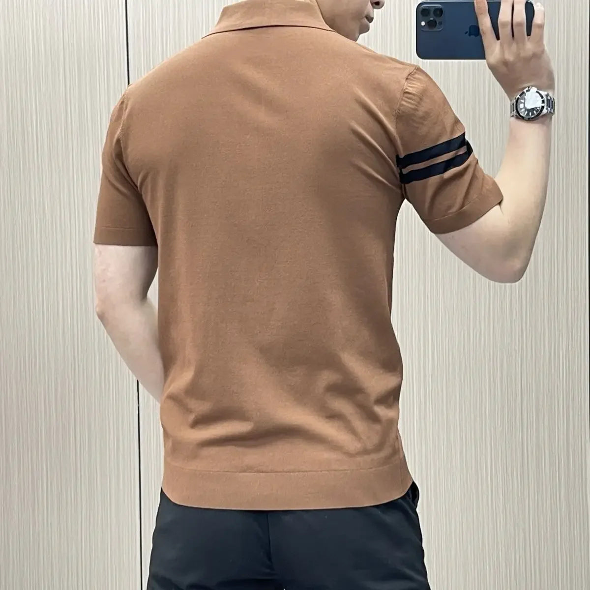 Camisa casual de negocios de lujo ligero para hombre, de manga corta, ajustada, a la moda, con personalidad y alta calidad