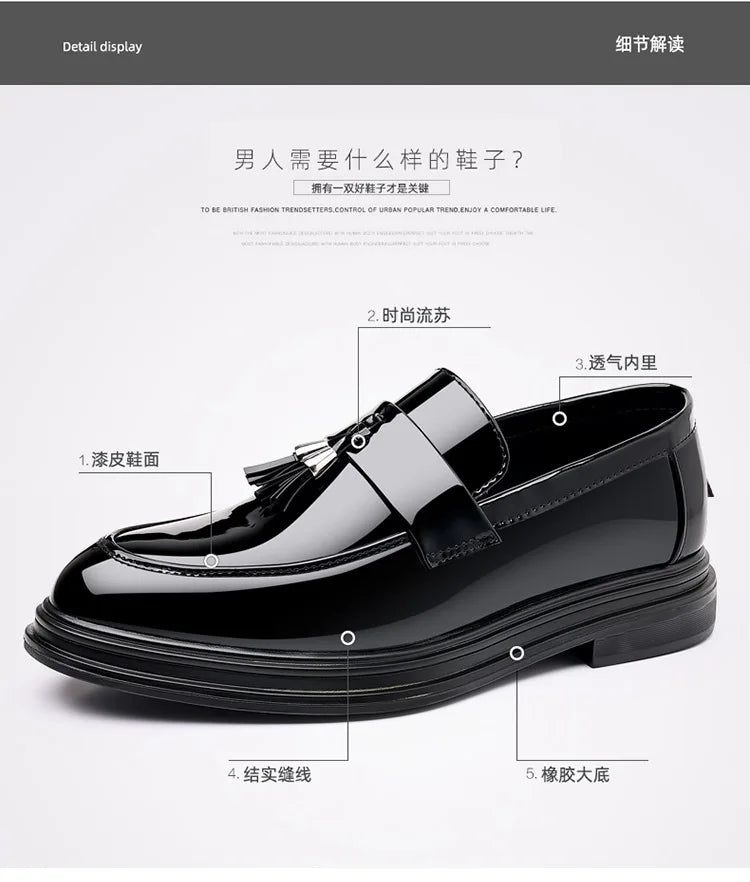 Zapatos de cuero para hombre, otoño, negocios, formal, tallas grandes, zapatos de vestir para hombre, zapatos casuales de suela blanda, zapatos negros para novio de boda para hombre