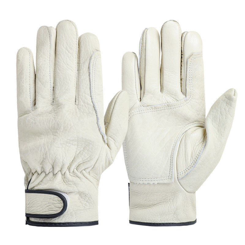 Guantes de trabajo Cuero de vaca Trabajadores Soldadura Protección de seguridad Jardinería Deportes Motocicleta Conductor Guantes resistentes al desgaste
