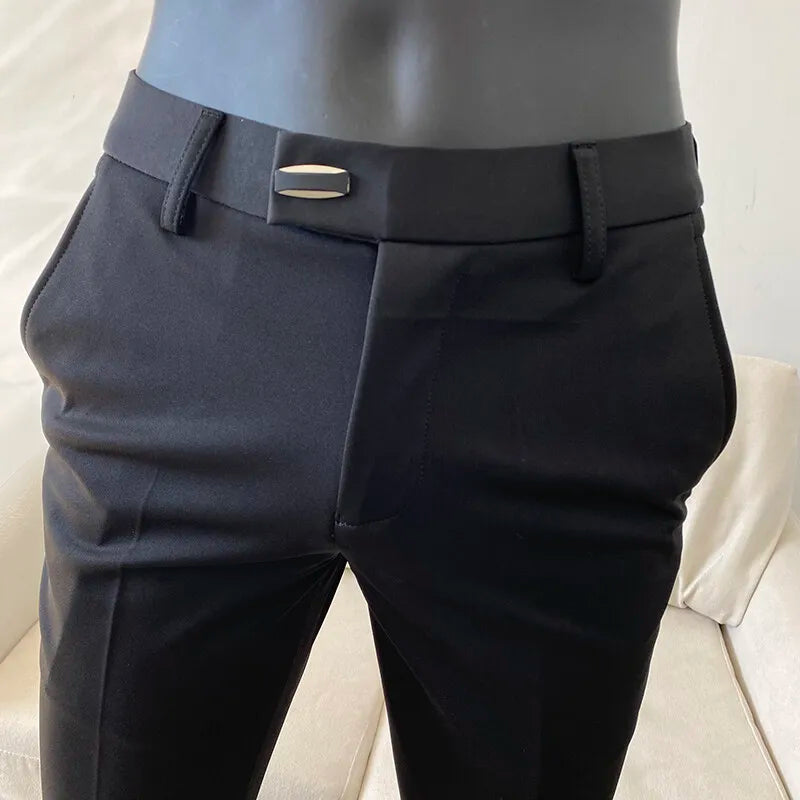 Pantalones de vestir de hombre Otoño Nuevos pantalones de traje sólidos de negocios casuales rectos ajustados pantalones formales Pantalones Hombre Ropa de hombre