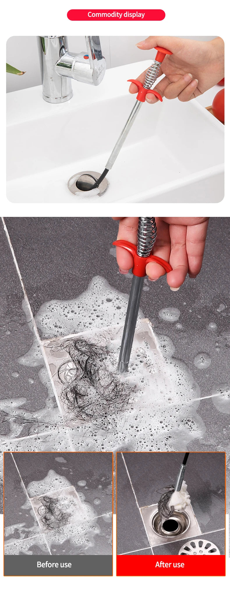 Plomberie Crochet à quatre griffes Drague Égout Toilette Outil Manuel Toilette Grappin Nettoyage Cheveux Obstruction Ménage