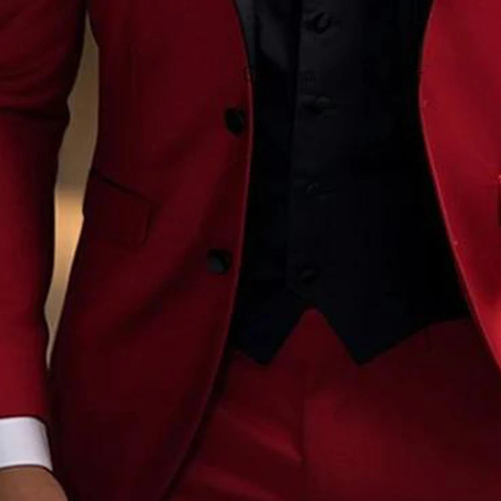 Traje de chaqueta roja para hombre, conjunto de 2 piezas, trajes de pantalón de alta calidad, ropa de hombre para fiesta, boda, esmoquin, chaquetas, disfraz, moda