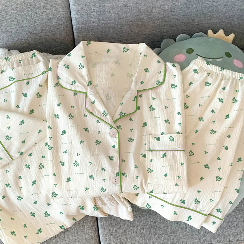 Conjuntos de pijama de mujer, top de manga corta y pantalón, ropa de dormir de 3 piezas, pijama informal con estampado de moda