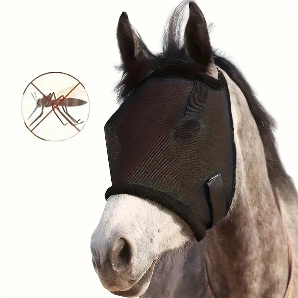 Horse Fly Face Guard Half Face UV Protection Cover Adjustable Breathable Mesh Coverage Protect from Summer Insect Pest