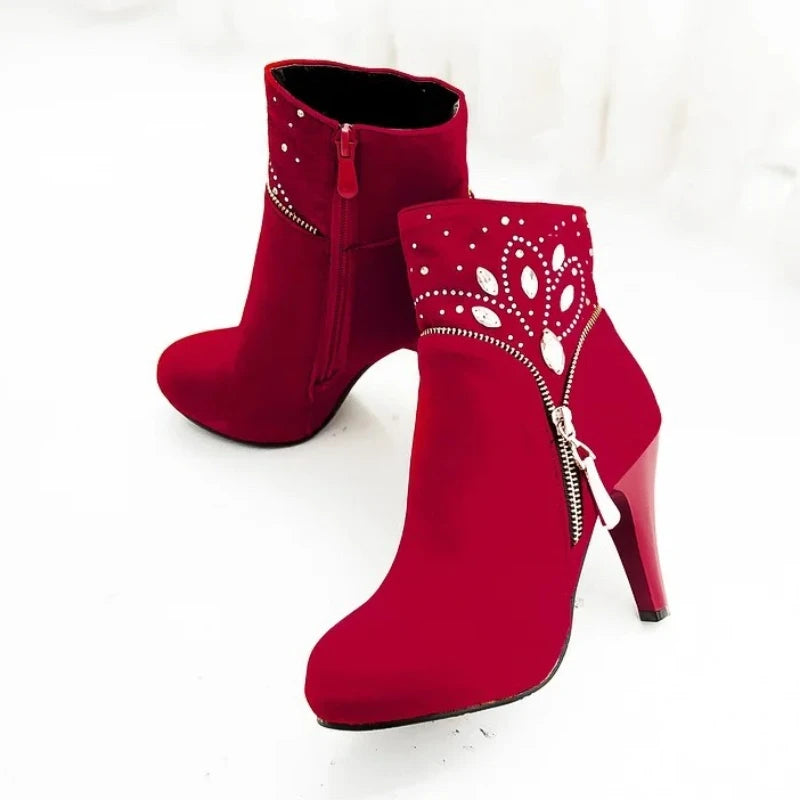 Bohemian Rhinestone Ankle Boots