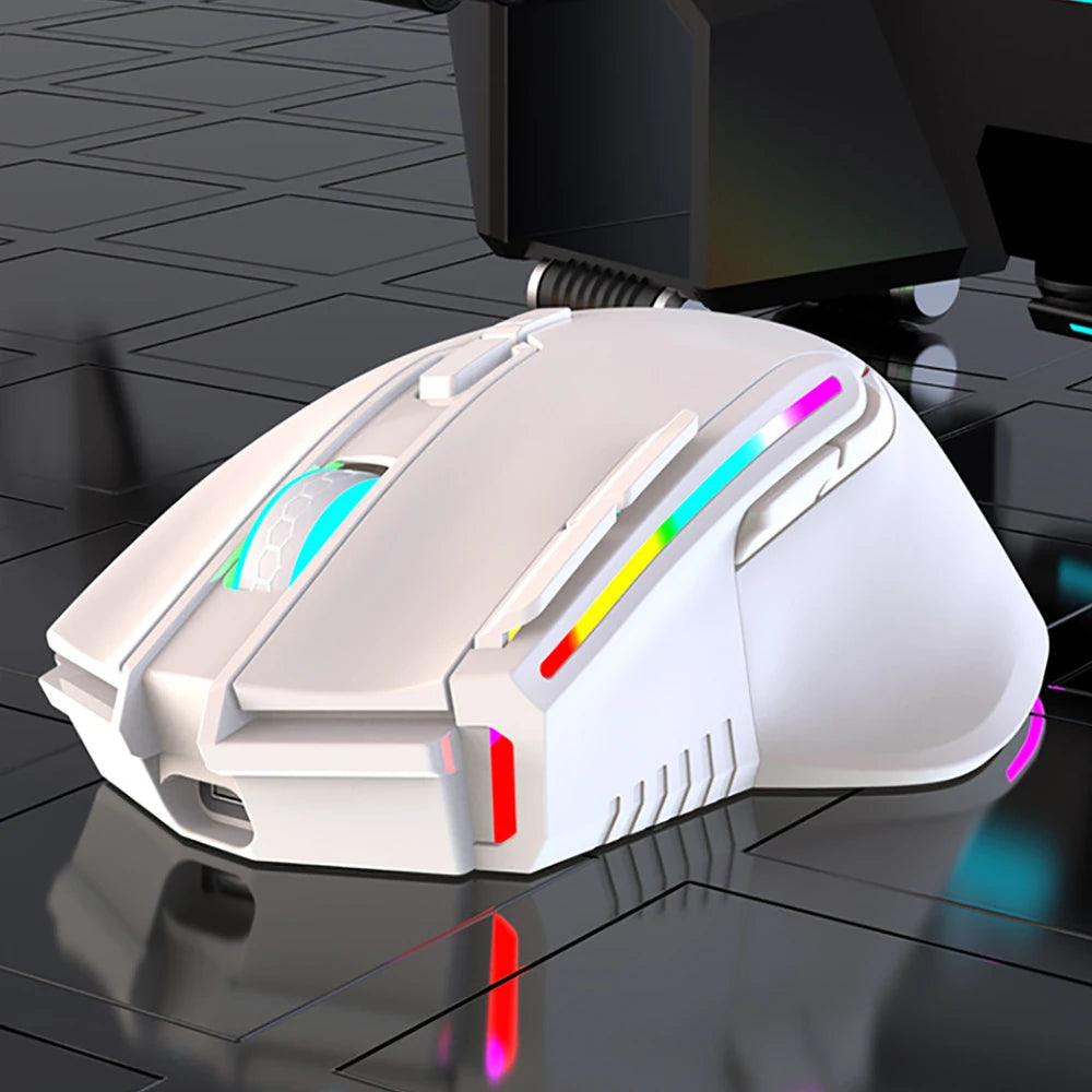 NY Oppladbar USB 2.4G Trådløs Mus RGB Fargerik Spillmus Stasjonær PC Datamaskiner Bærbar PC Mus Mause Gamer