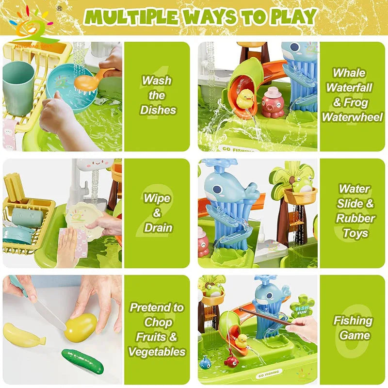 Jouets de cuisine pour enfants, jeu d'eau électrique amusant, lavabo, pêche, vaisselle, maison, jeu de rôle, jouets d'éducation précoce pour bébés