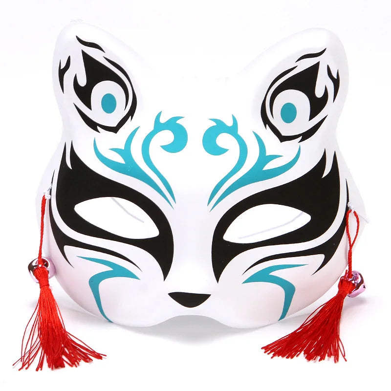 Máscara de conejo de estilo japonés, máscaras de media cara, zorros, conejo, accesorios de cosplay, máscaras de fiesta de disfraces de Halloween, máscara de anime para mujeres y hombres