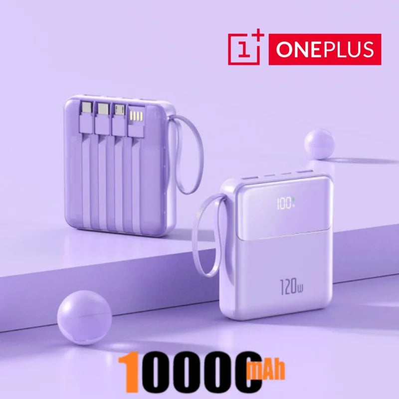 Bærbar powerbank 50000mAh 120W superrask lading mobil eksternt batteri med fire kabler lader egnet for iPhone Xiaomi