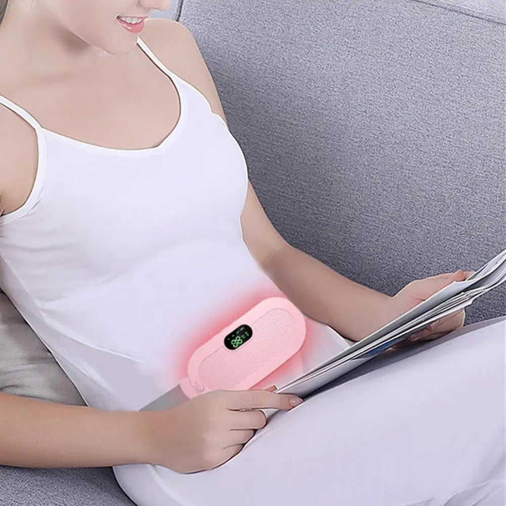 Almohadilla térmica menstrual, almohadilla térmica eléctrica de viaje para el estómago, cinturón térmico ajustable con pantalla digital, 4 modos de masaje por vibración