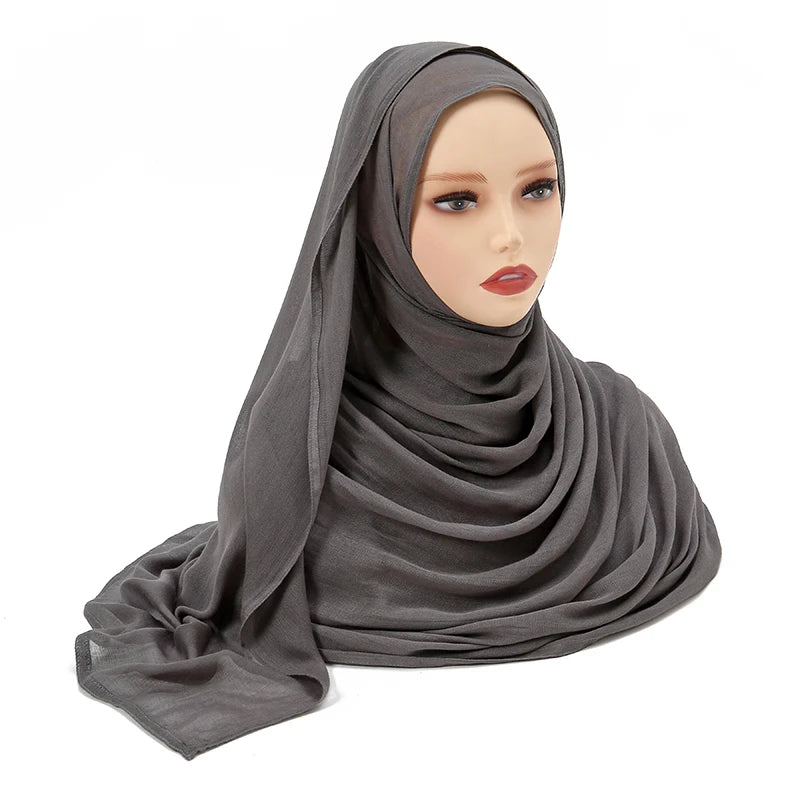 Hijabs musulmanes para mujer, pañuelos finos lisos, chales para mujer musulmana, pañuelo suave de viscosa y rayón, turbante islámico, diadema de 200x85cm