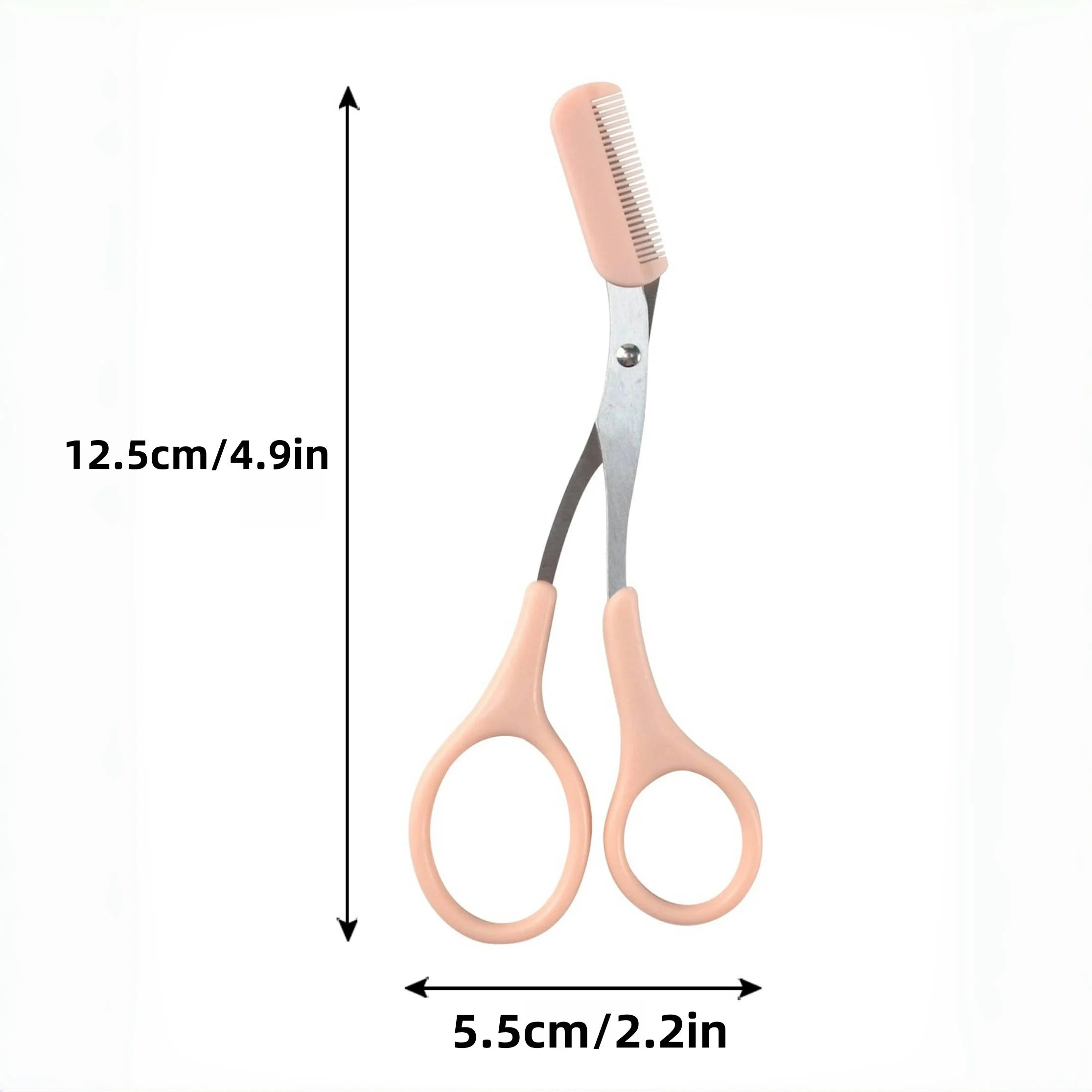 Ciseaux à sourcils roses avec peigne intégré - acier inoxydable, outil de toilettage précis, créant des sourcils parfaits