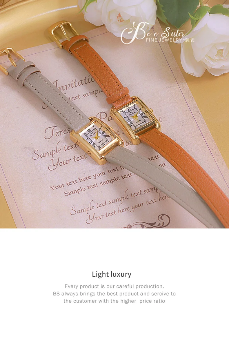 Reloj de mujer elegante retro pequeño cuadrado, correa de cuero de alta calidad, reloj de pulsera impermeable, regalo para novia