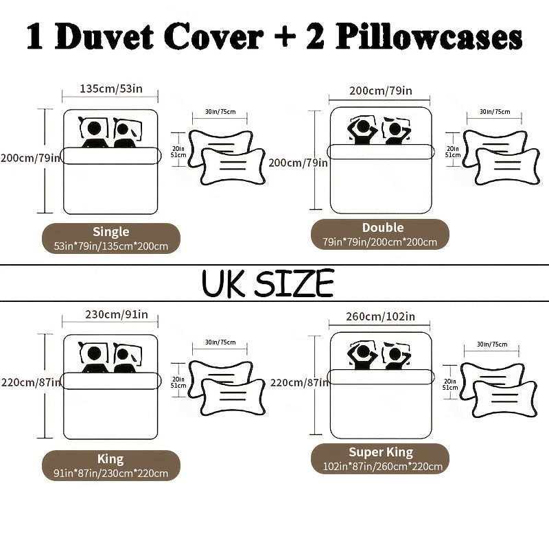 Juego de funda nórdica estampado multicolor de 3 piezas - Ropa de cama suave y cómoda para dormitorio y habitación de invitados - Incluye 1 funda nórdica y 2