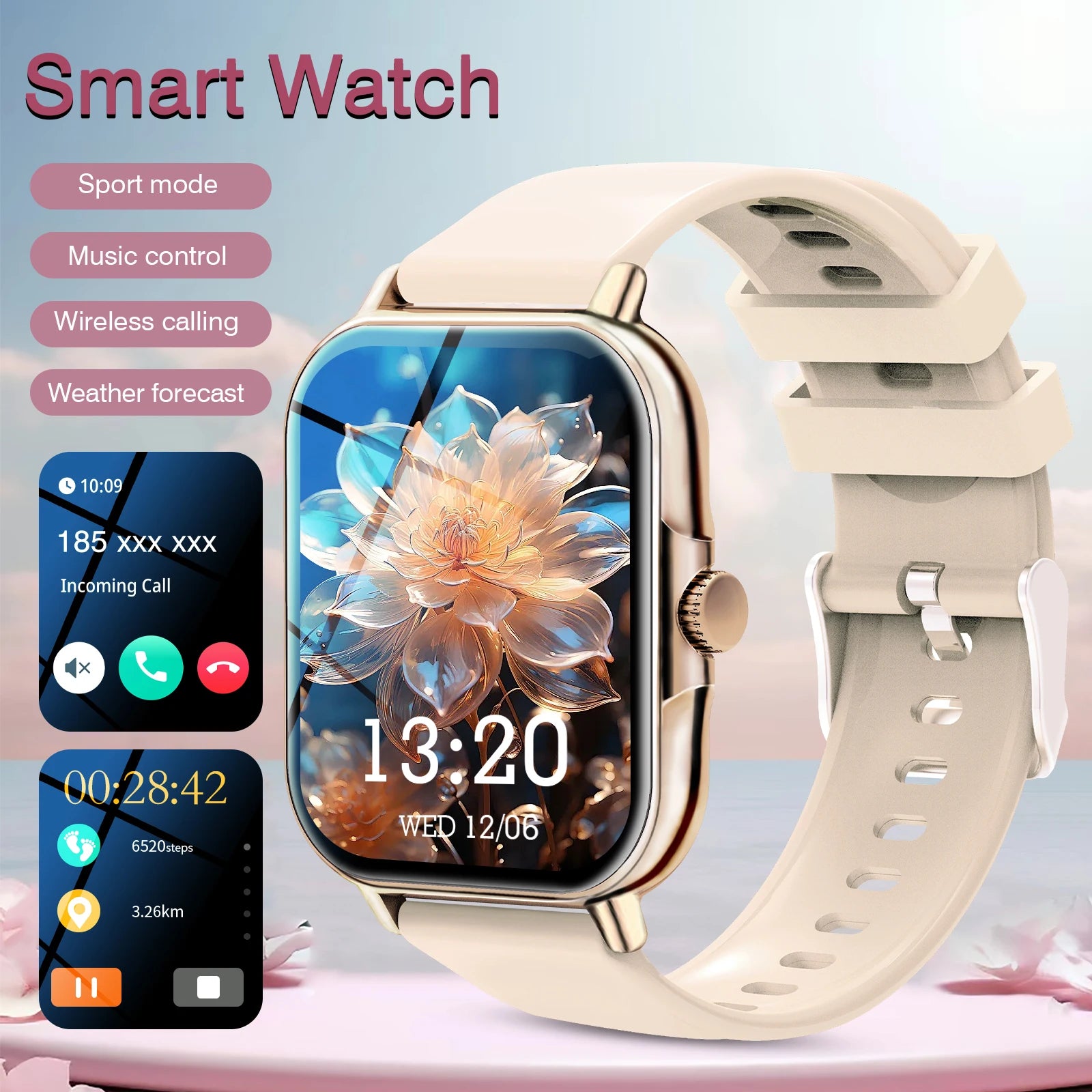 Reloj inteligente, para hombres y mujeres, llamadas inalámbricas, monitor de actividad, pantalla de 2.01 pulgadas, reloj inteligente deportivo