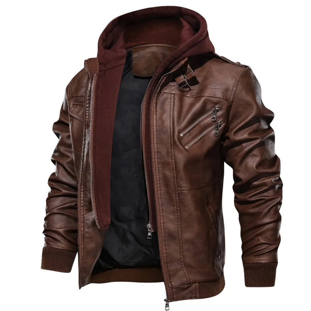 Men’s Thickened Lambskin Hooded Jacket