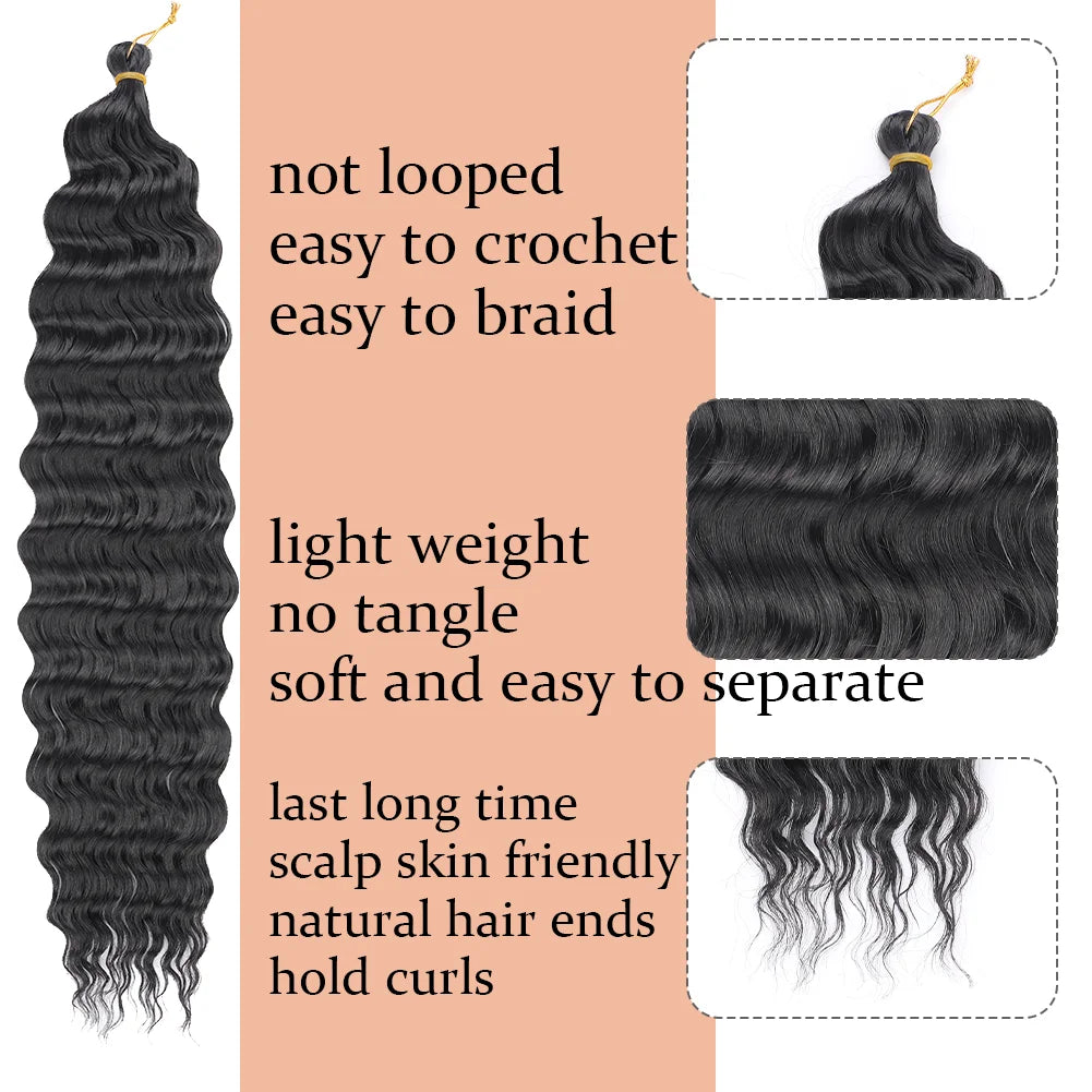 Cheveux au crochet Deep Wave, Tresse synthétique Passion Twist, Extension de cheveux bouclés afro, Tresse Water Wave Deep Twist, Cheveux Ocean Wave