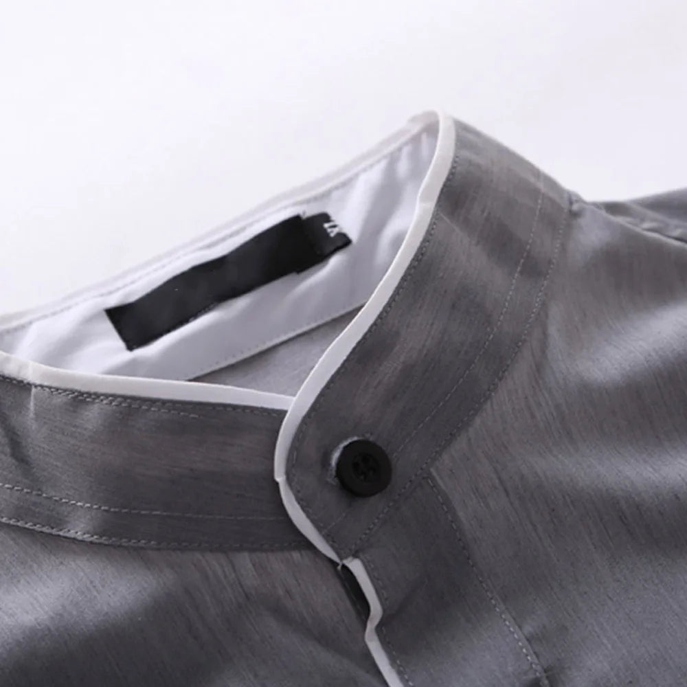 Camisa Formal Casual de Lujo para Hombre Manga Larga Ajustada para Negocios