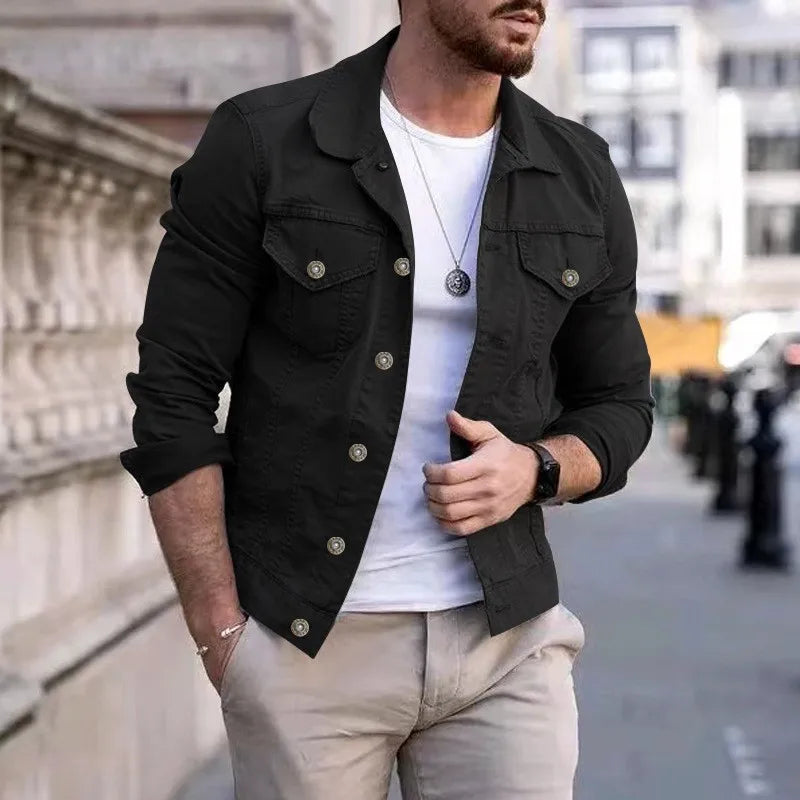 Chaquetas vaqueras de hip-hop para hombre, ropa de calle informal, algodón clásico, abrigo vaquero ajustado, ropa de marca para hombre, chaqueta de vaquero, Ropa Para Hombre