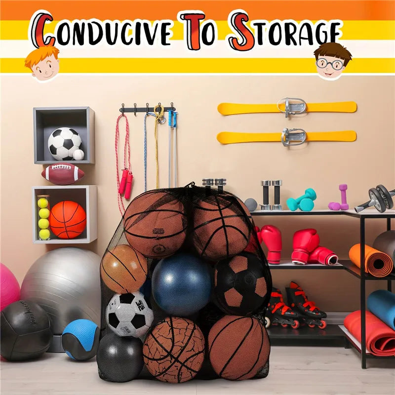 Large Mesh Sports Bags Pack Storing Clothes Bags Drawstring Bag For Storing Basketball Volleyball Baseball Swimming Equipment
