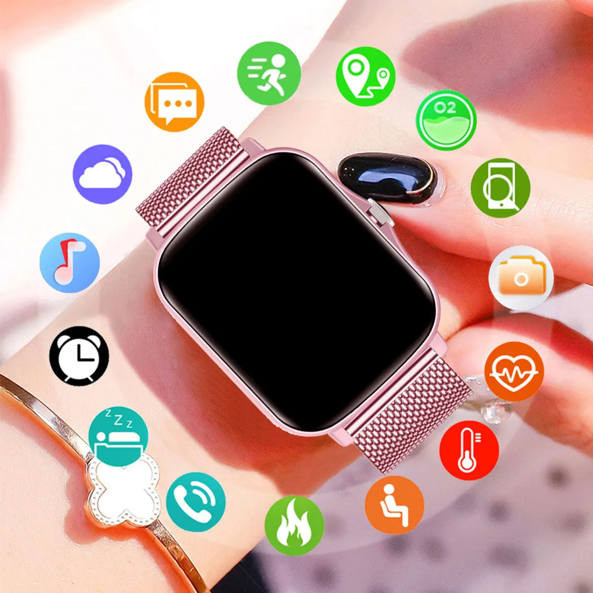 Reloj inteligente impermeable de 1.83'' con respuesta a mensajes, llamadas, monitoreo del sueño, podómetro deportivo y alertas de información para iPhone y Android