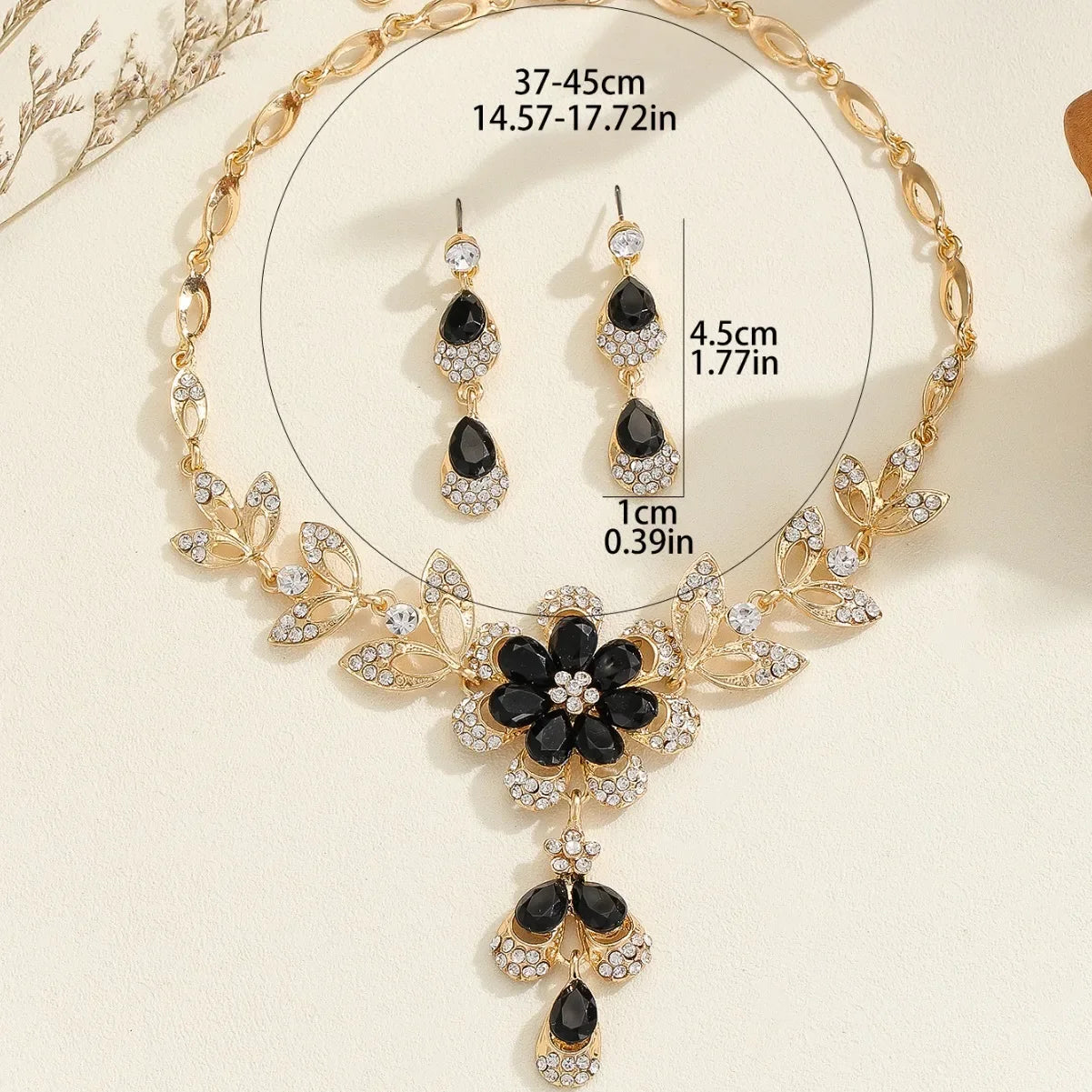 Conjunto de joyas de flores de estrás
