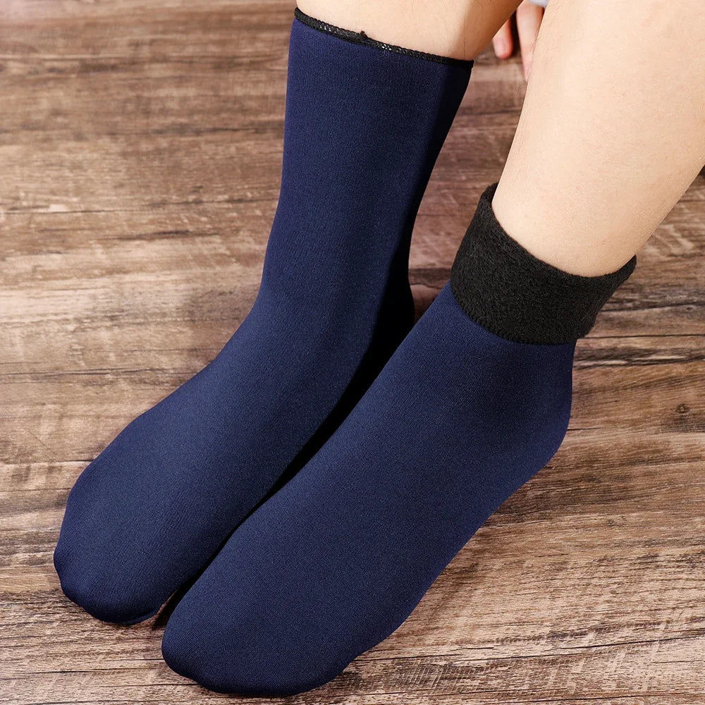 Harajuku Autumn Winter Warm Solid Women Sock Wool Thicken Thermal Socks Black Skin Seamless Snow Hosiery Velvet Home Floor Socks