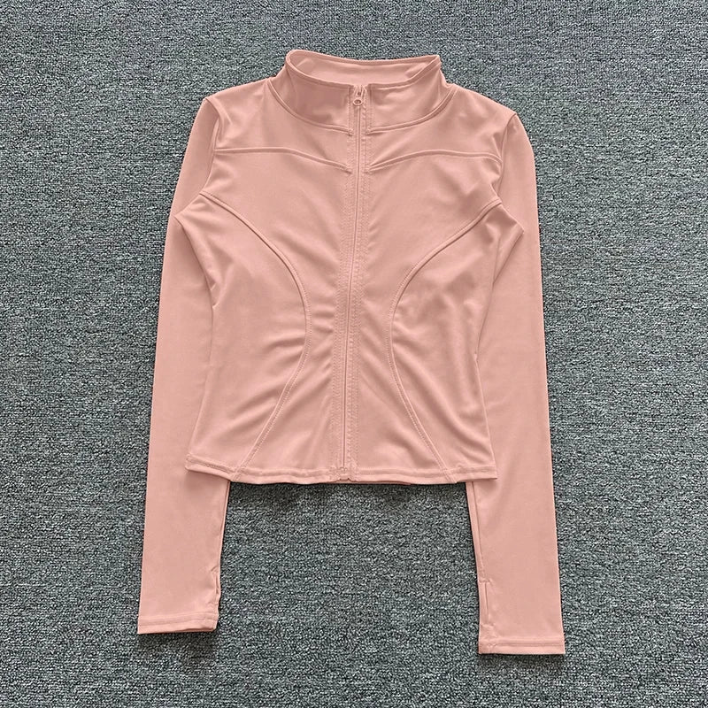 Chaqueta deportiva para mujer, camisa de manga larga, abrigo para hacer ejercicio, ropa de gimnasio, ropa deportiva para yoga