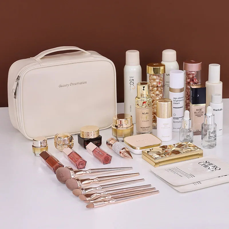 Nuevo neceser de cosméticos para mujer, bolso portátil, bolsa de almacenamiento de gran capacidad, neceser de lujo, organizador de viaje, esenciales, neceser de aseo